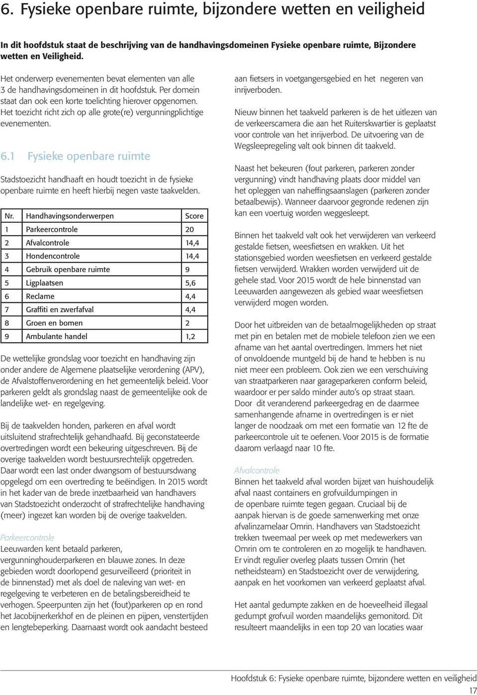 Het toezicht richt zich op alle grote(re) vergunningplichtige evenementen. 6.