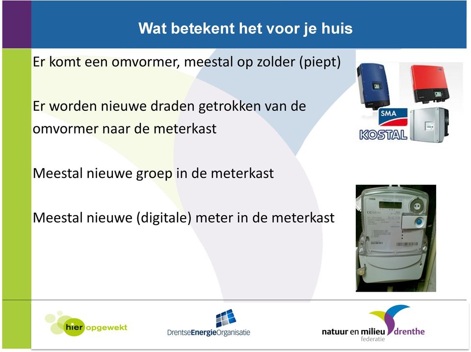 getrokken van de omvormer naar de meterkast Meestal