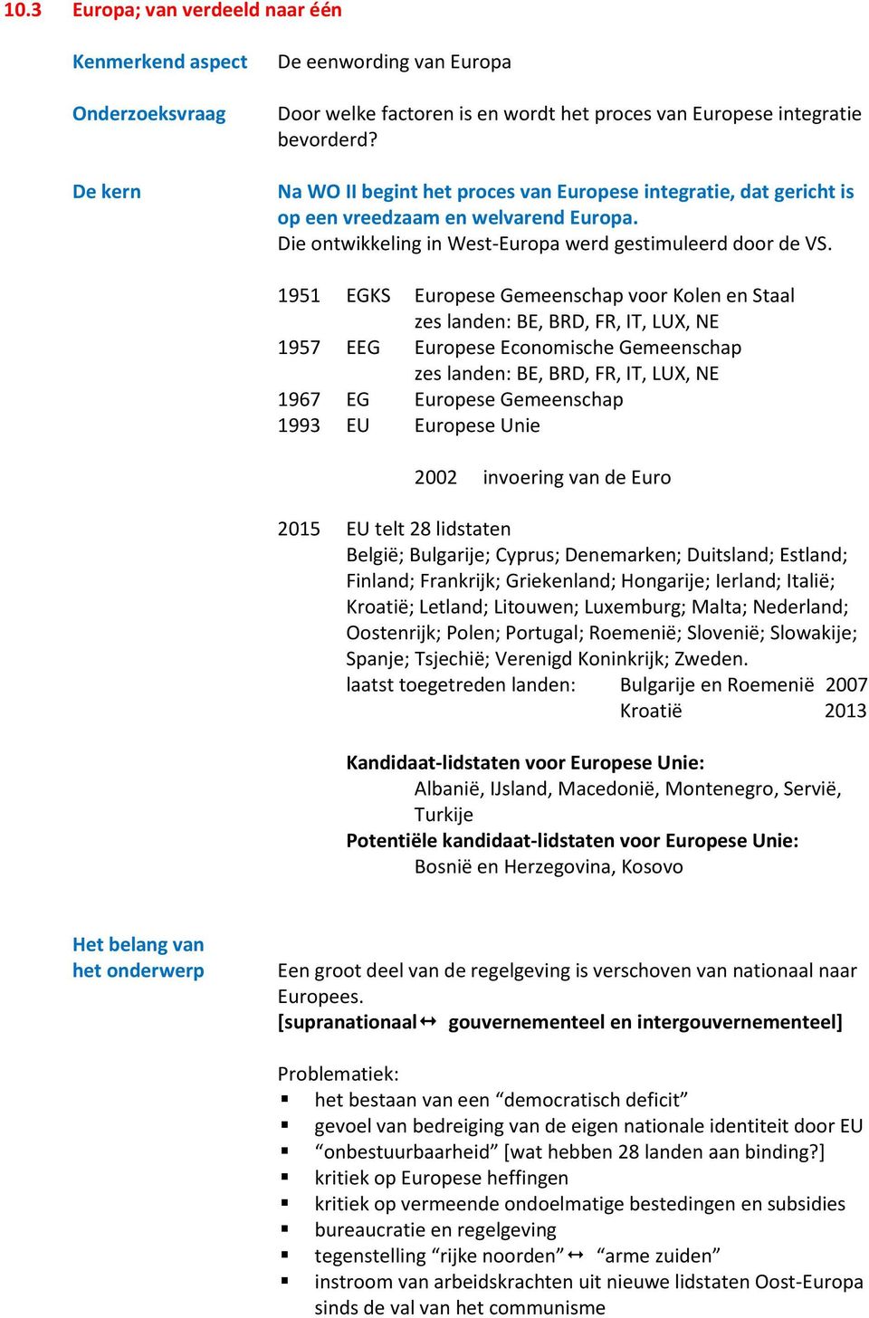 1951 EGKS Europese Gemeenschap voor Kolen en Staal zes landen: BE, BRD, FR, IT, LUX, NE 1957 EEG Europese Economische Gemeenschap zes landen: BE, BRD, FR, IT, LUX, NE 1967 EG Europese Gemeenschap