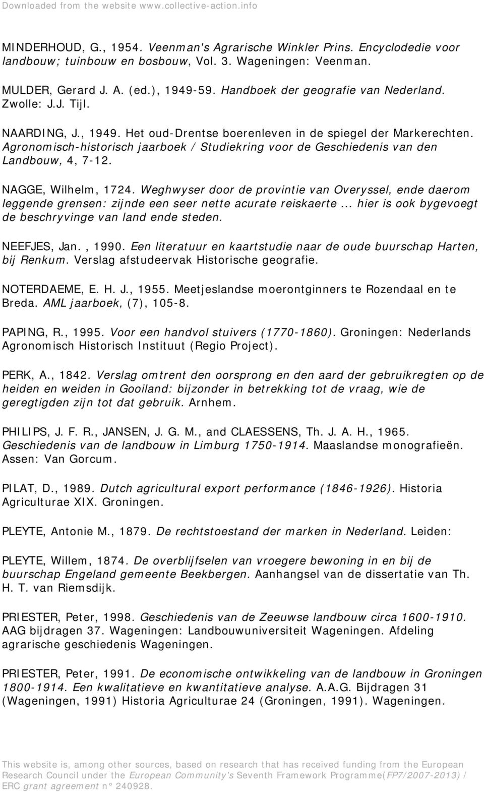 Agronomisch-historisch jaarboek / Studiekring voor de Geschiedenis van den Landbouw, 4, 7-12. NAGGE, Wilhelm, 1724.