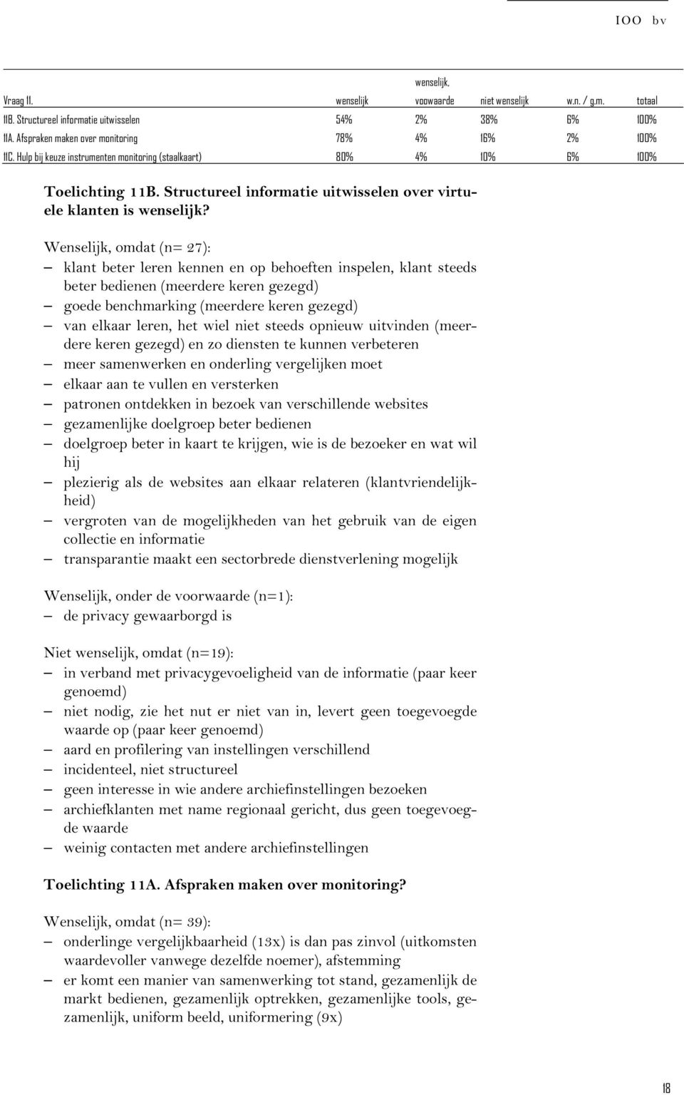 Wenselijk, omdat (n= 27): klant beter leren kennen en op behoeften inspelen, klant steeds beter bedienen (meerdere keren gezegd) goede benchmarking (meerdere keren gezegd) van elkaar leren, het wiel