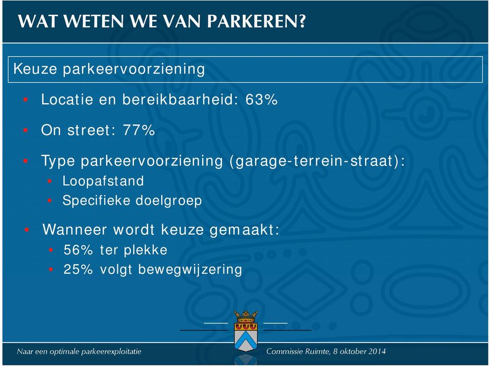 street: 77% Type parkeervoorziening (garage-terrein-straat):