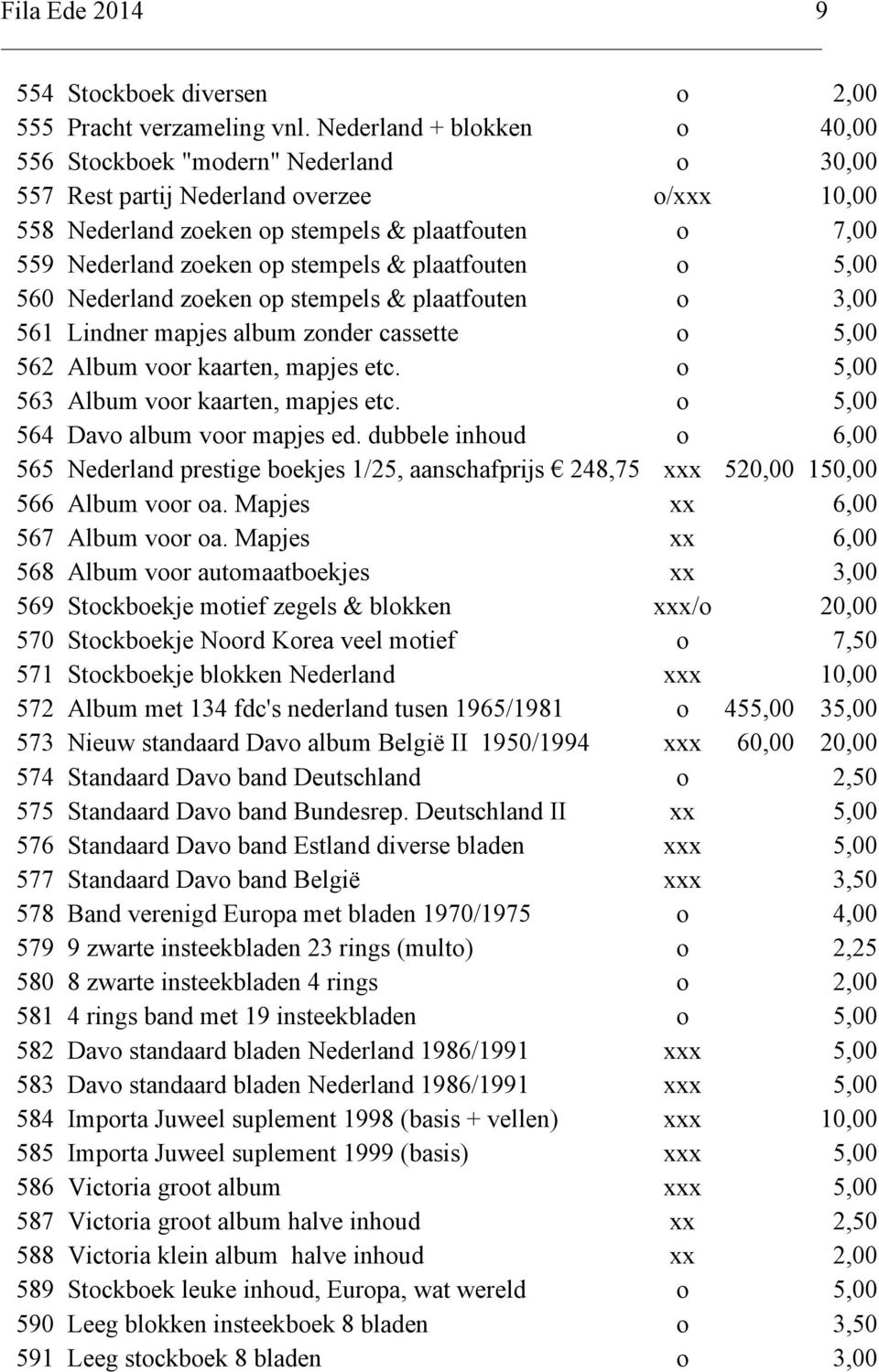 stempels & plaatfouten o 5,00 560 Nederland zoeken op stempels & plaatfouten o 3,00 561 Lindner mapjes album zonder cassette o 5,00 562 Album voor kaarten, mapjes etc.