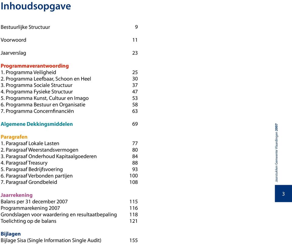 Paragraaf Lokale Lasten 2. Paragraaf Weerstandsvermogen 3. Paragraaf Onderhoud Kapitaalgoederen 4. Paragraaf Treasury 5. Paragraaf Bedrijfsvoering 6. Paragraaf Verbonden partijen 7.