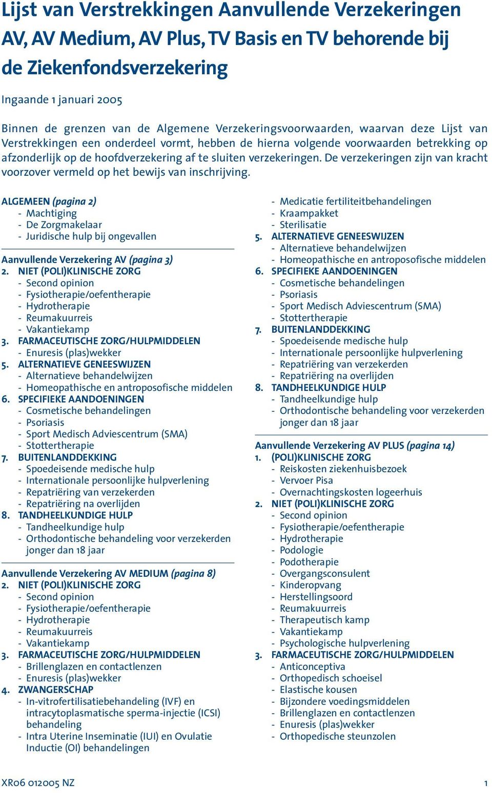 De verzekeringen zijn van kracht voorzover vermeld op het bewijs van inschrijving.