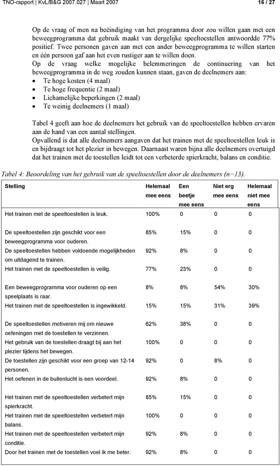 Twee personen gaven aan met een ander beweegprogramma te willen starten en één persoon gaf aan het even rustiger aan te willen doen.