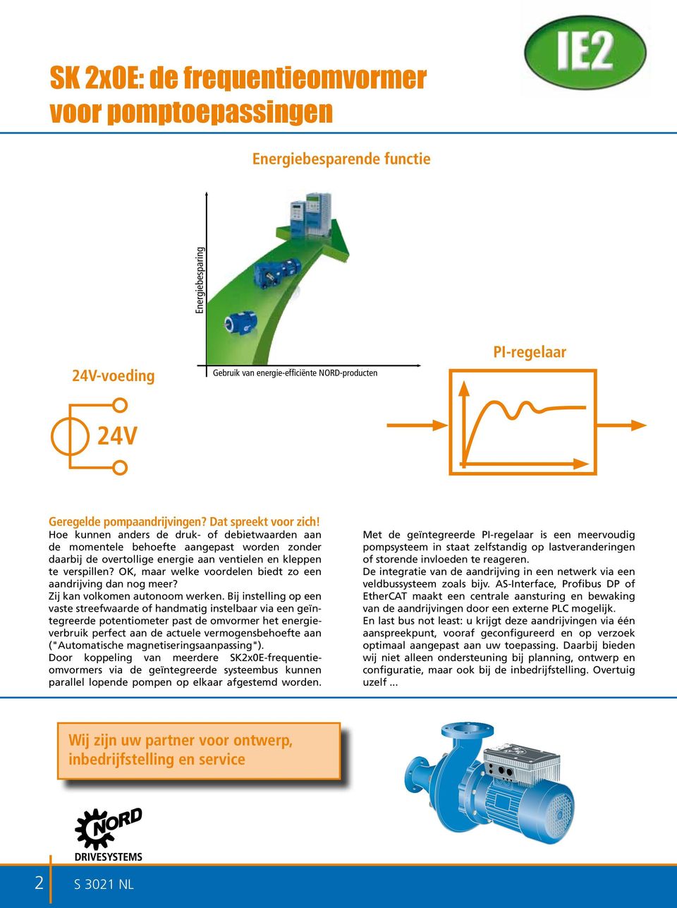 Hoe kunnen anders de druk- of debietwaarden aan de momentele behoefte aangepast worden zonder daarbij de overtollige energie aan ventielen en kleppen te verspillen?