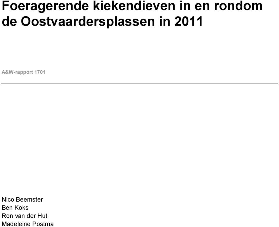 2011 A&W-rapport 1701 Nico Beemster