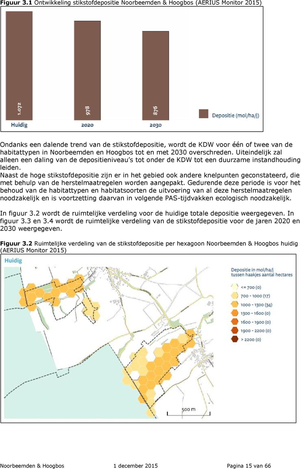 Hoogbos tot en met 2030 overschreden. Uiteindelijk zal alleen een daling van de depositieniveau s tot onder de KDW tot een duurzame instandhouding leiden.