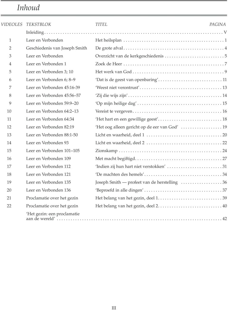 ......................... 5 4 Leer en Verbonden 1 Zoek de Heer............................................ 7 5 Leer en Verbonden 3; 10 Het werk van God.