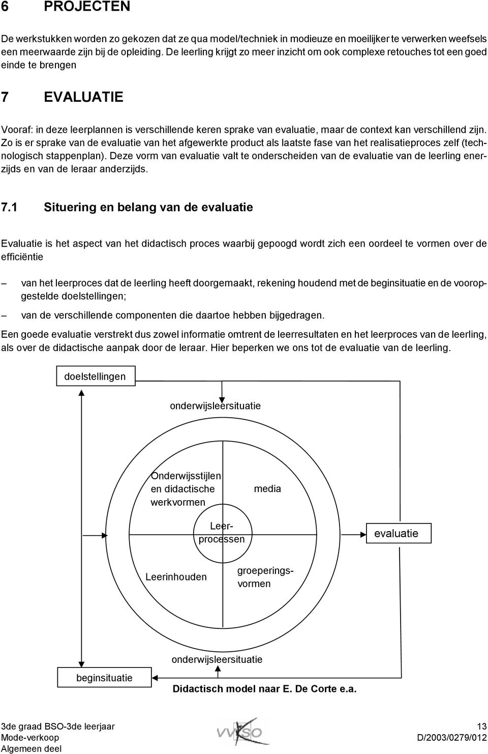 verschillend zijn. Zo is er sprake van de evaluatie van het afgewerkte product als laatste fase van het realisatieproces zelf (technologisch stappenplan).