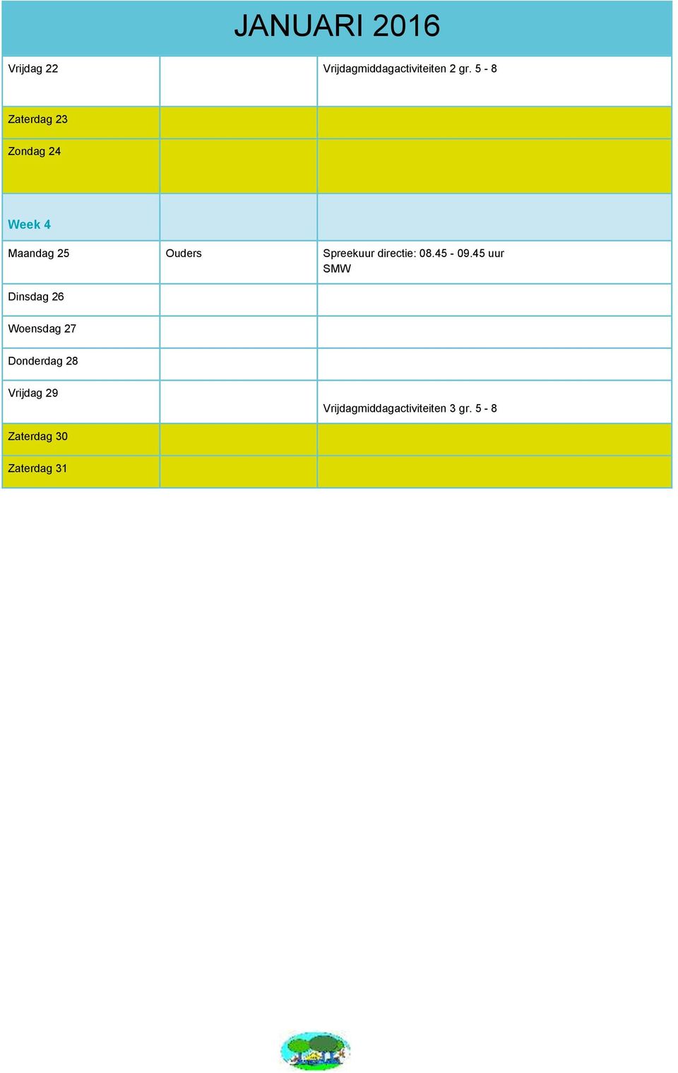 directie: 08.45-09.