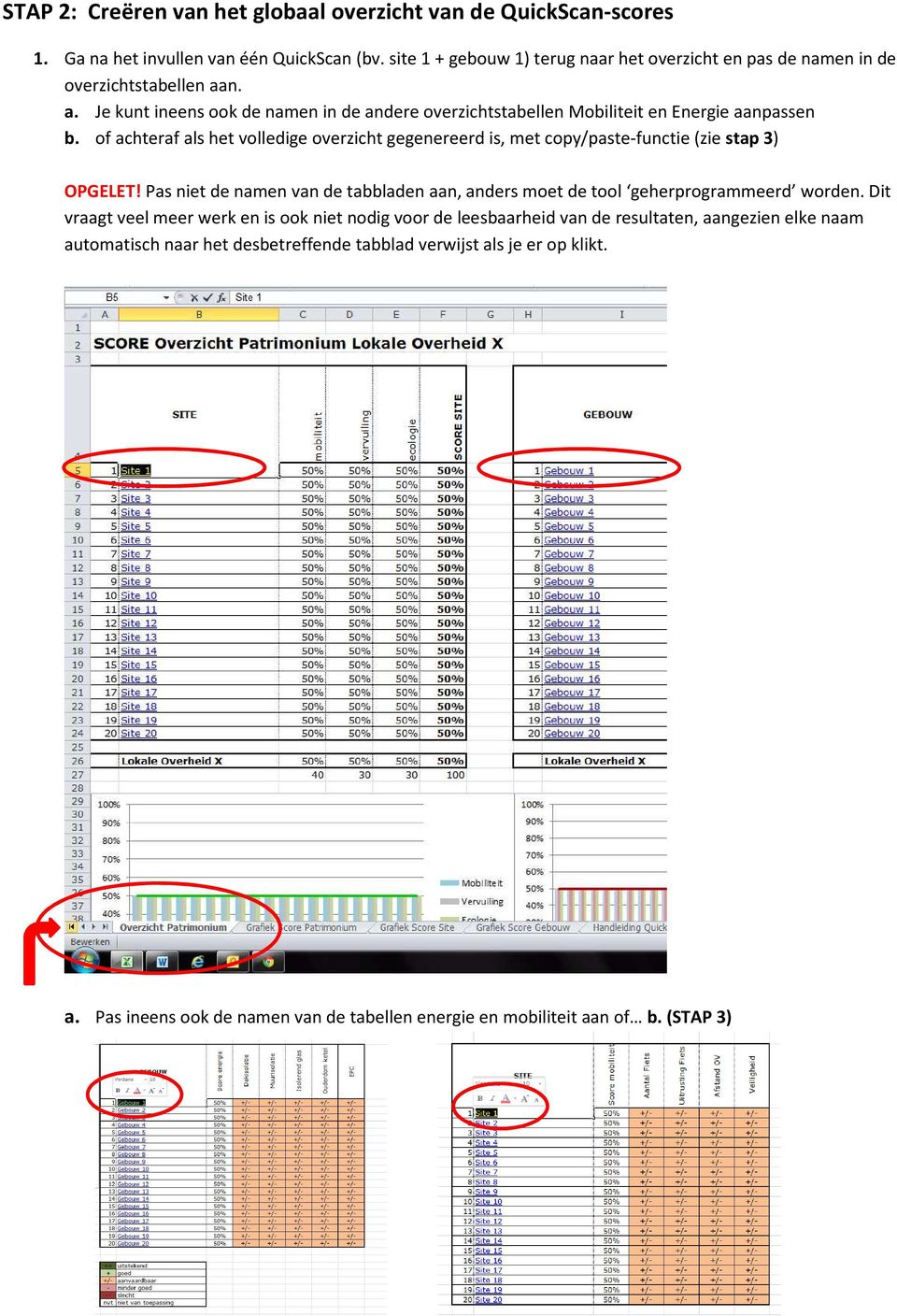 of achteraf als het volledige overzicht gegenereerd is, met copy/paste-functie (zie stap 3) OPGELET! Pas niet de namen van de tabbladen aan, anders moet de tool geherprogrammeerd worden.