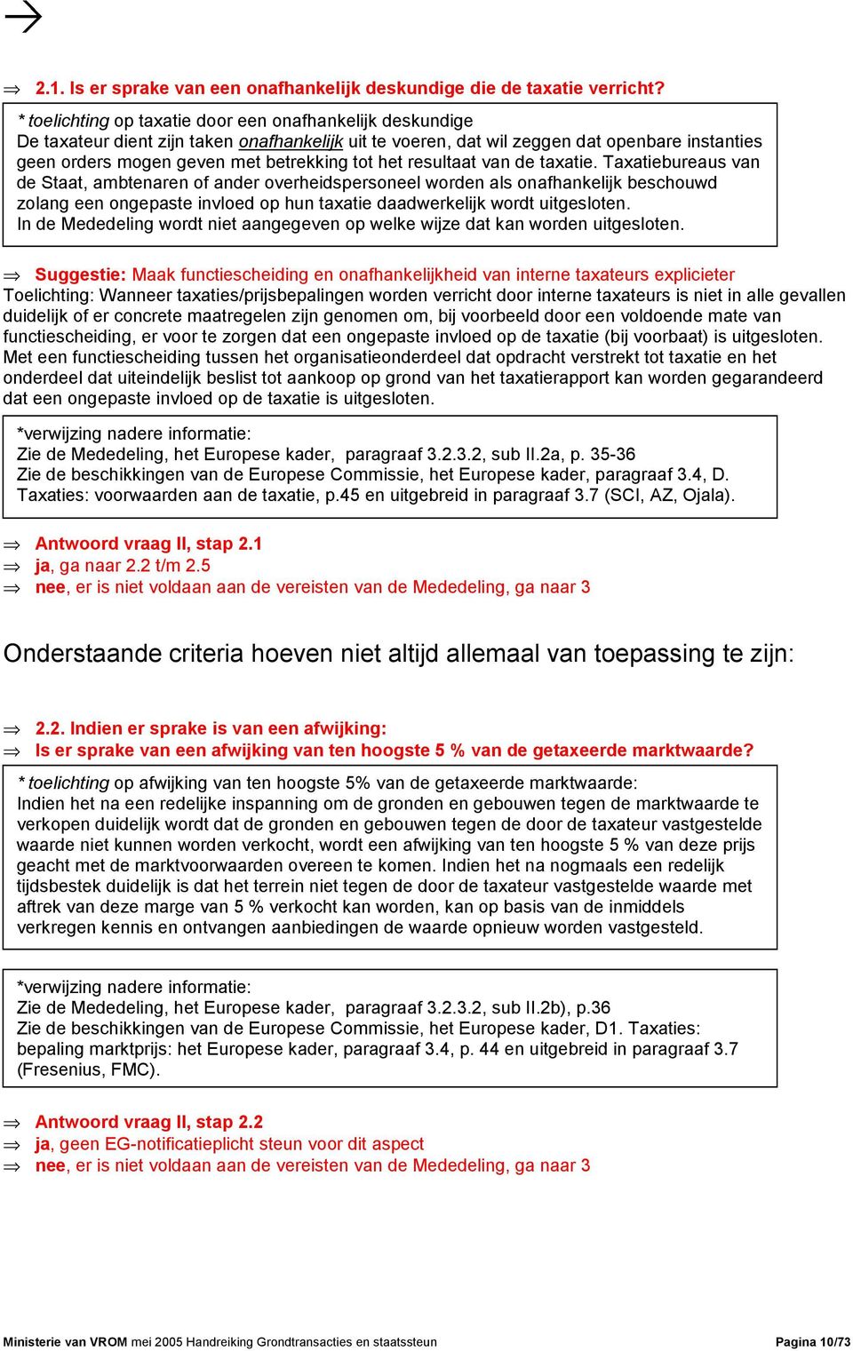 het resultaat van de taxatie.