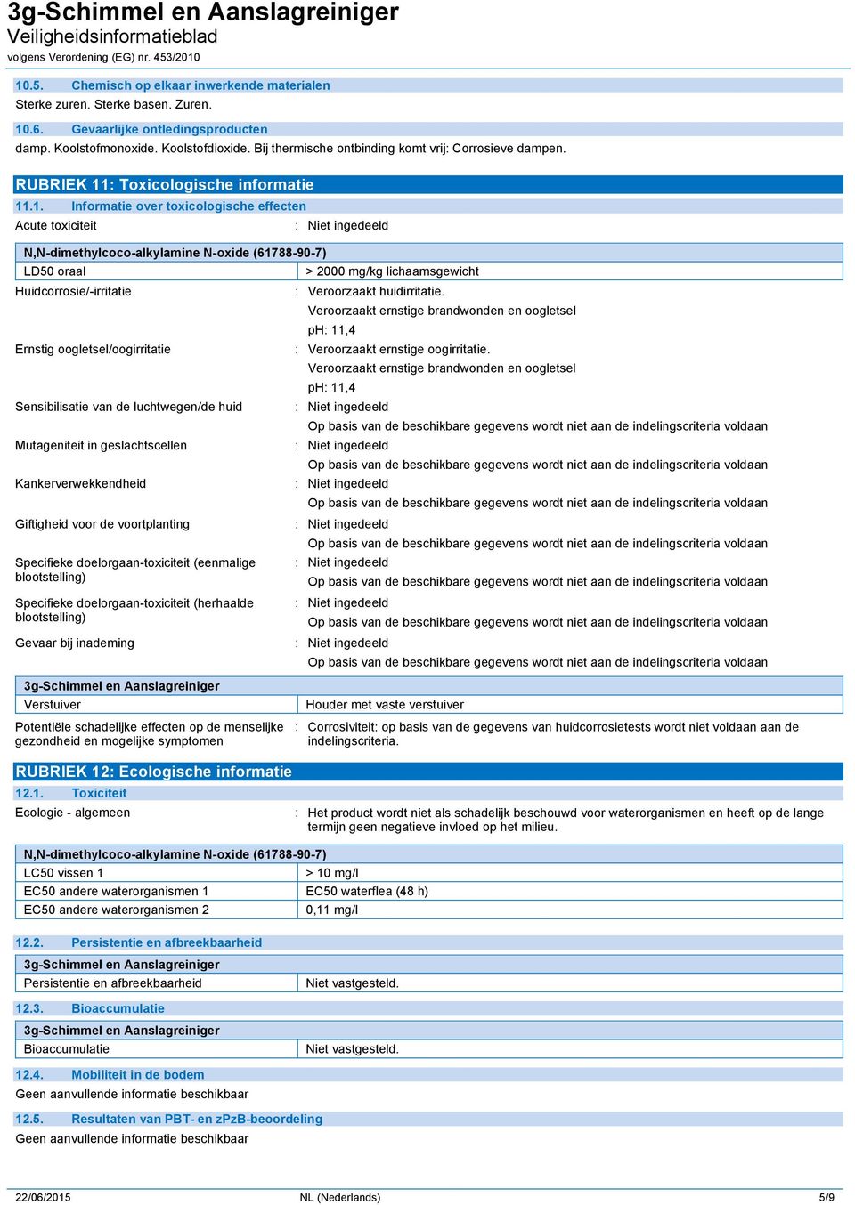 Toxicologische informatie 11