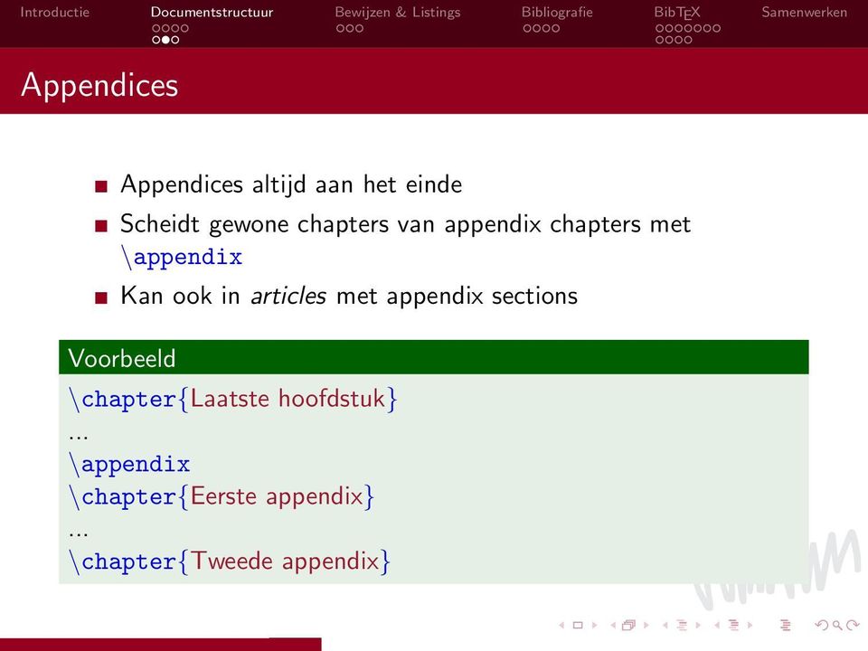 articles met appendix sections Voorbeeld \chapter{laatste