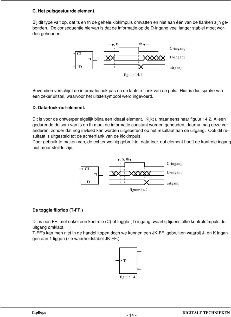 Bovendien verschijnt de informatie ook pas na de laatste flank van de puls. Hier is dus sprake van een zeker uitstel, waarvoor het uitstelsymbool werd ingevoerd. D. Data-lock-out-element.