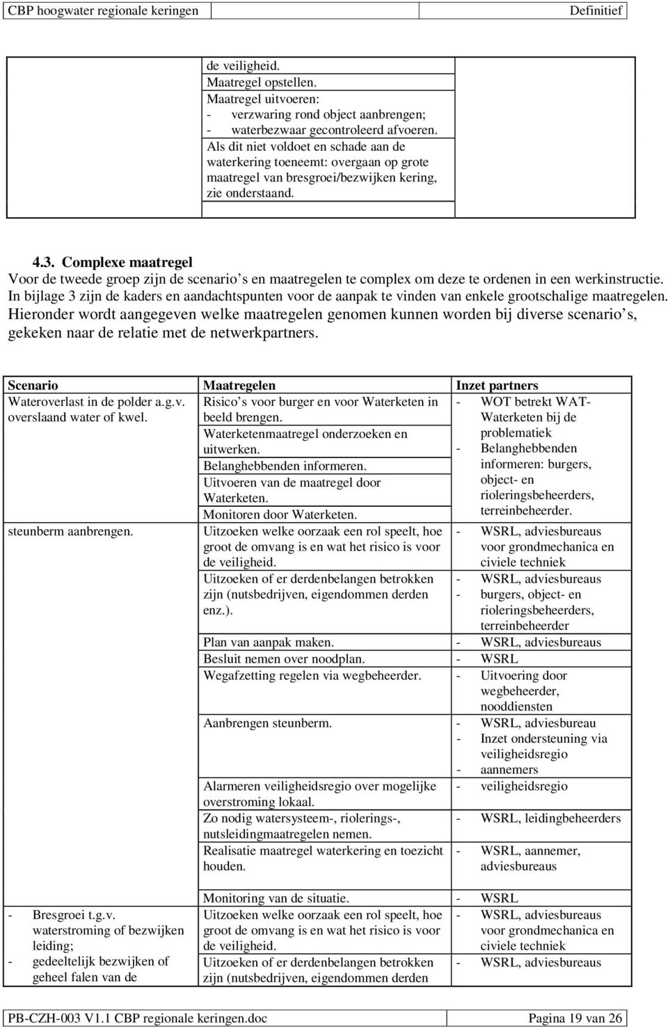 Complexe maatregel Voor de tweede groep zijn de scenario s en maatregelen te complex om deze te ordenen in een werkinstructie.