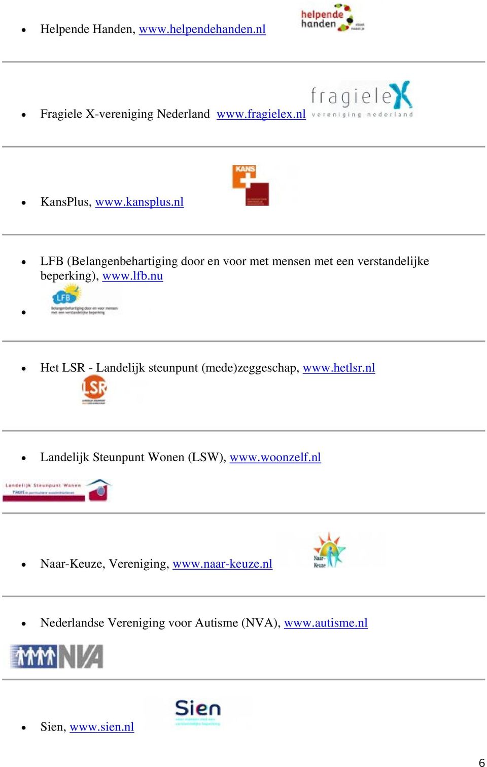 nu Het LSR - Landelijk steunpunt (mede)zeggeschap, www.hetlsr.nl Landelijk Steunpunt Wonen (LSW), www.