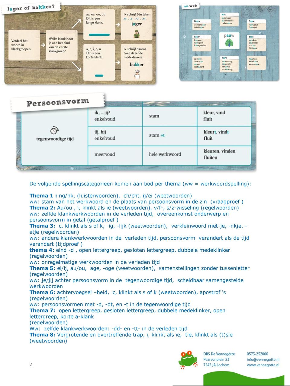 persoonsvorm in getal (getalproef ) Thema 3: c, klinkt als s of k, -ig, -lijk (weetwoorden), verkleinwoord met-je, -nkje, - etje (regelwoorden) ww: andere klankwerkwoorden in de verleden tijd,