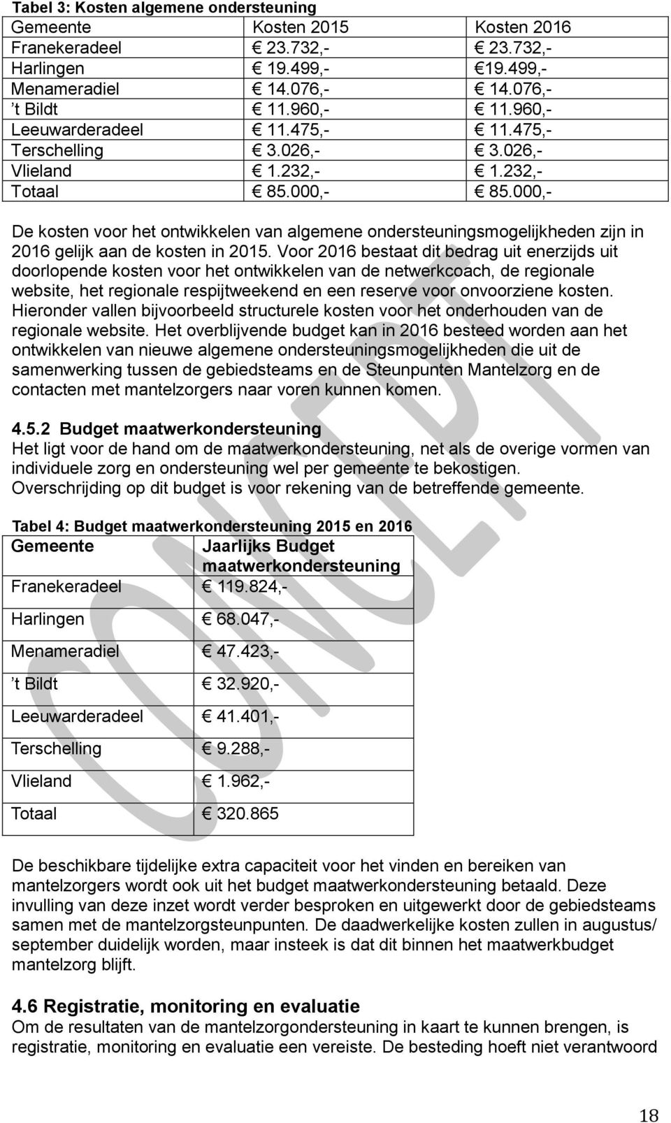 000,- De kosten voor het ontwikkelen van algemene ondersteuningsmogelijkheden zijn in 2016 gelijk aan de kosten in 2015.