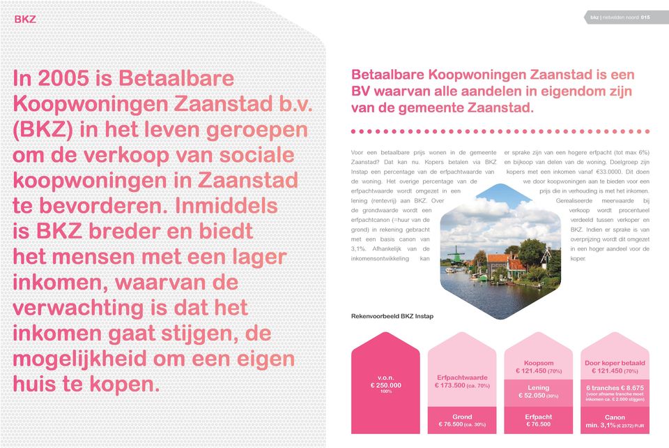 Betaalbare Koopwoningen Zaanstad is een BV waarvan alle aandelen in eigendom zijn van de gemeente Zaanstad. Voor een betaalbare prijs wonen in de gemeente Zaanstad? Dat kan nu.
