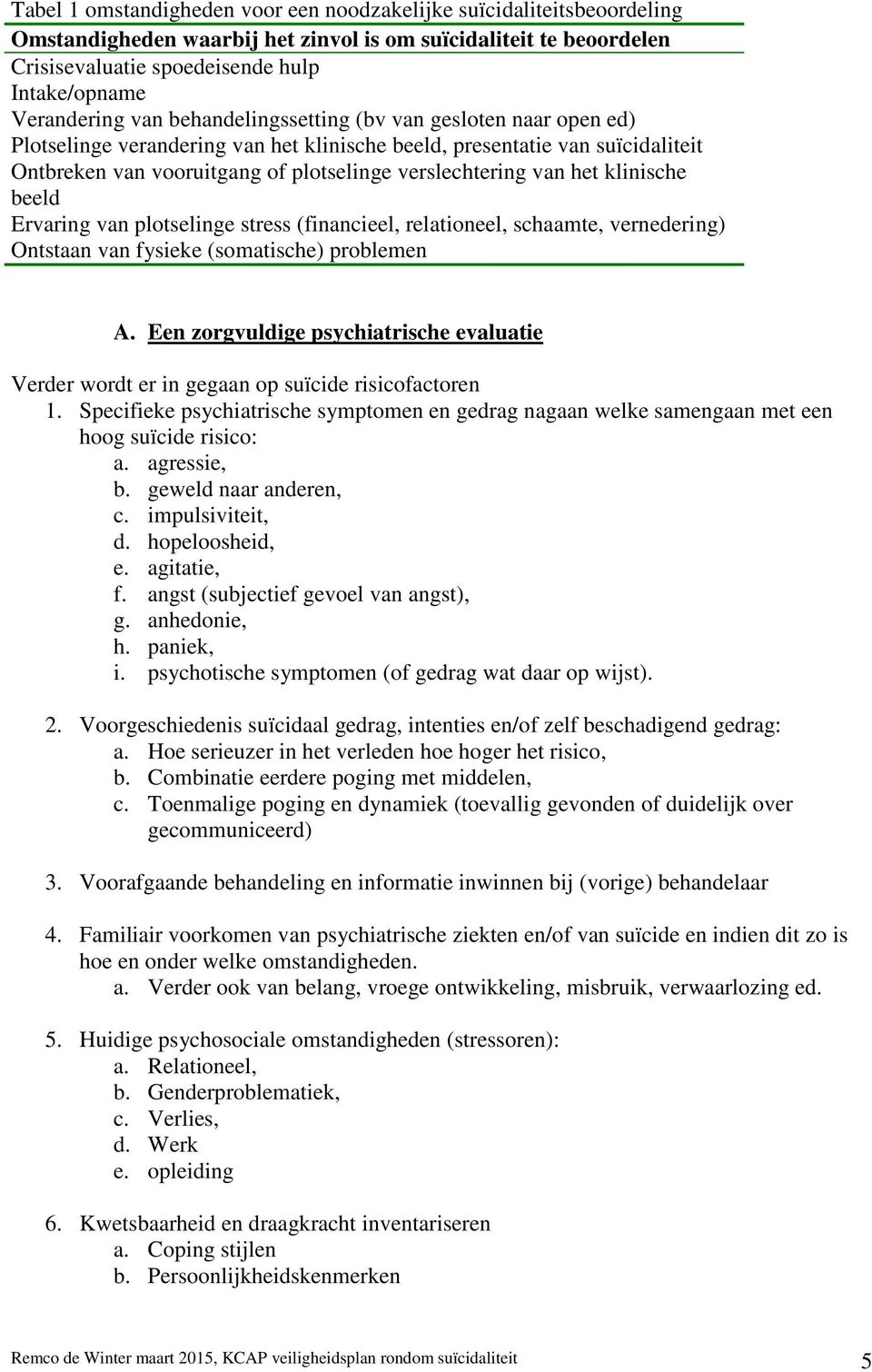 klinische beeld Ervaring van plotselinge stress (financieel, relationeel, schaamte, vernedering) Ontstaan van fysieke (somatische) problemen A.