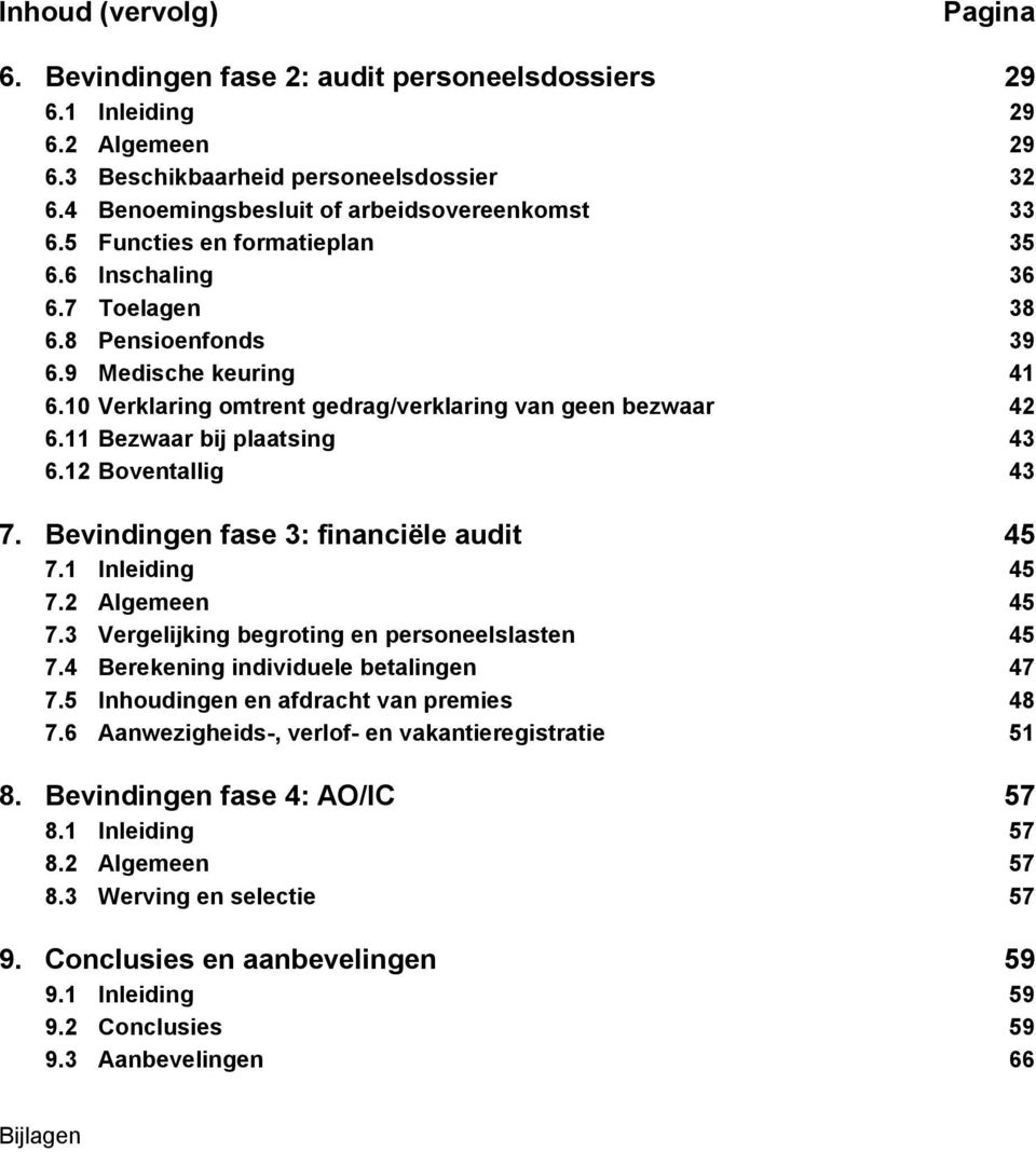 11 Bezwaar bij plaatsing 43 6.12 Boventallig 43 7. Bevindingen fase 3: financiële audit 45 7.1 Inleiding 45 7.2 Algemeen 45 7.3 Vergelijking begroting en personeelslasten 45 7.