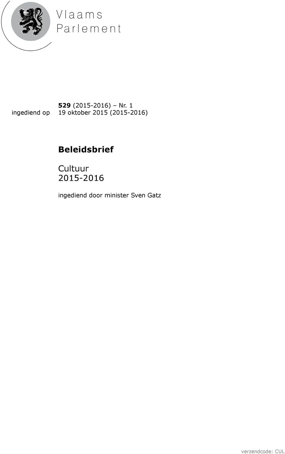 Beleidsbrief Cultuur 2015-2016