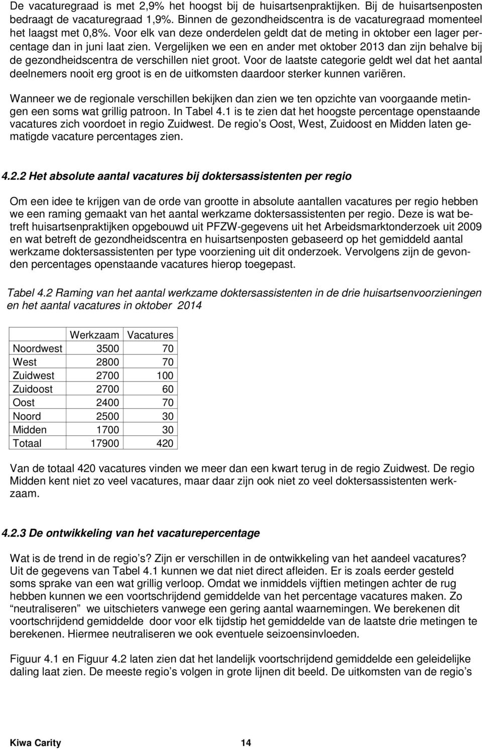 Vergelijken we een en ander met oktober 2013 dan zijn behalve bij de gezondheidscentra de verschillen niet groot.