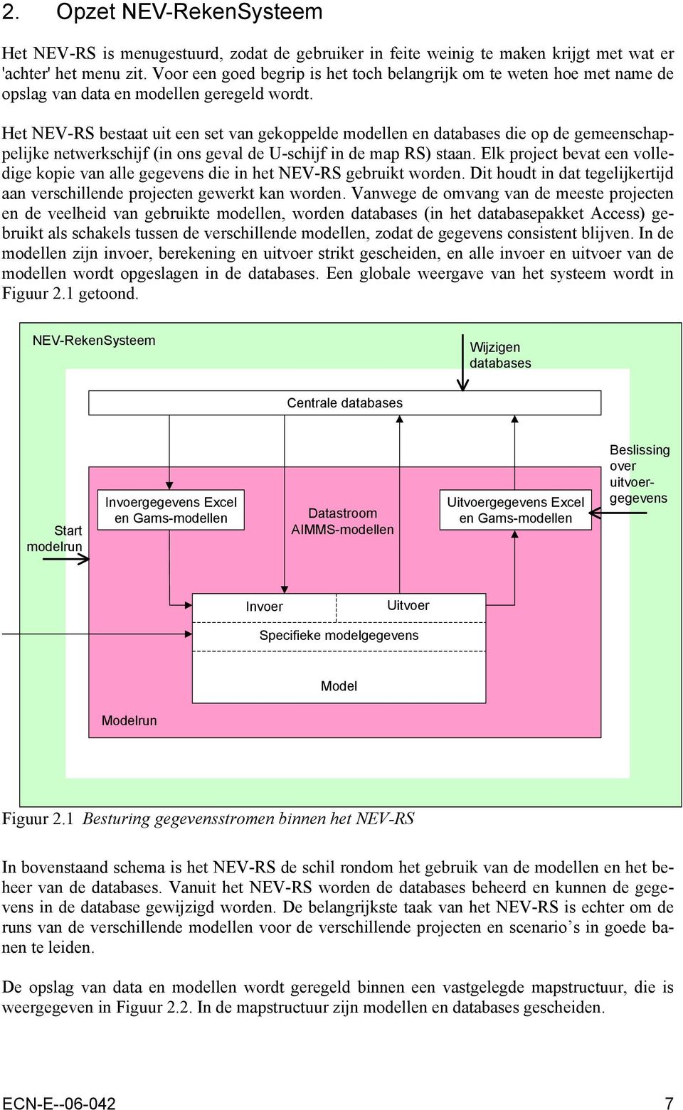 Het NEV-RS bestaat uit een set van gekoppelde modellen en databases die op de gemeenschappelijke netwerkschijf (in ons geval de U-schijf in de map RS) staan.