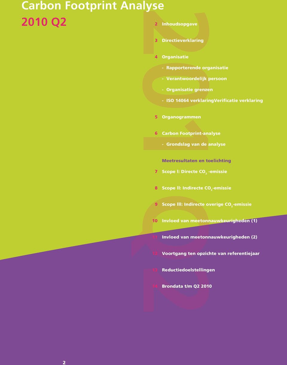 analyse Meetresultaten en toelichting Scope l: Directe CO 2 -emissie Scope ll: Indirecte CO 2 -emissie Scope lll: Indirecte overige CO 2 -emissie