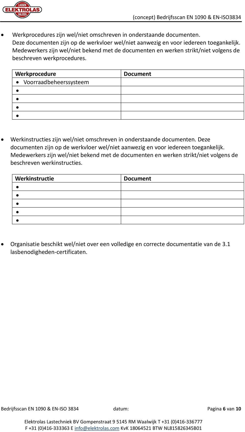 Werkprocedure Voorraadbeheerssysteem Document Werkinstructies zijn wel/niet omschreven in onderstaande documenten.