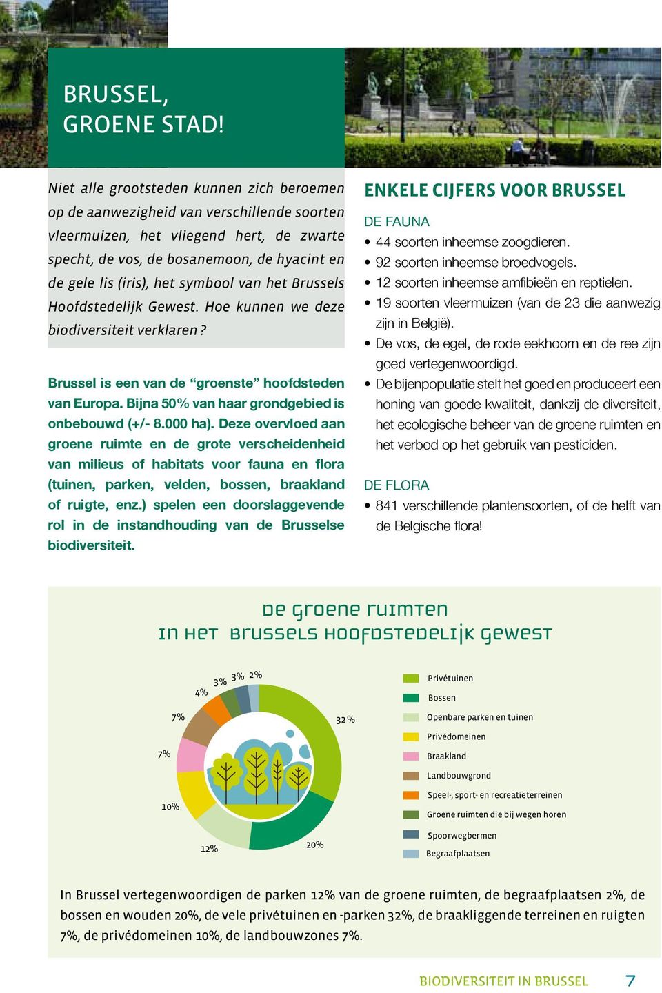 symbool van het Brussels Hoofdstedelijk Gewest. Hoe kunnen we deze biodiversiteit verklaren? Brussel is een van de groenste hoofdsteden van Europa. Bijna 50% van haar grondgebied is onbebouwd (+/- 8.