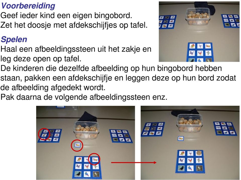 Spelen Haal een afbeeldingssteen uit het zakje en leg deze open op tafel.