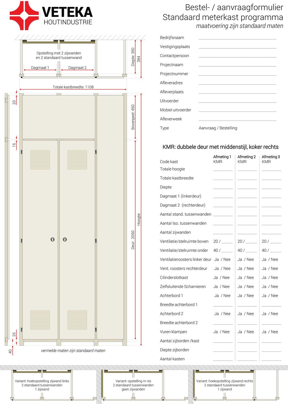 tussenwanden Ventilatieroosters linker deur Ja / Nee Ja / Nee Ja / Nee Vent.