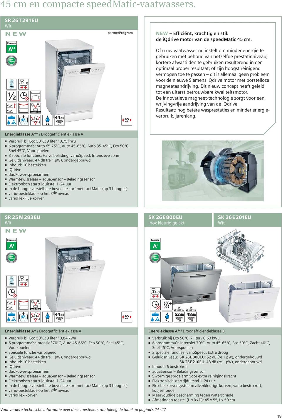 reinigend vermogen toe te passen dit is allemaal geen probleem voor de nieuwe Siemens iqdrive motor met borstelloze magneetaandrijving.