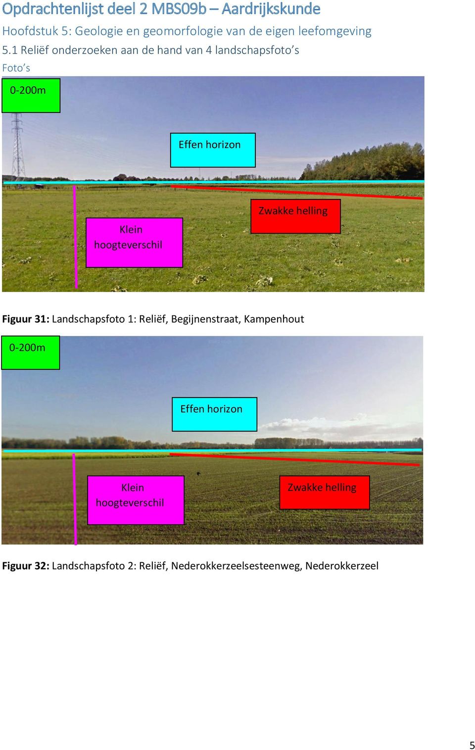 helling Figuur 31: Landschapsfoto 1: Reliëf, Begijnenstraat, Kampenhout 0-200m Effen horizon Klein