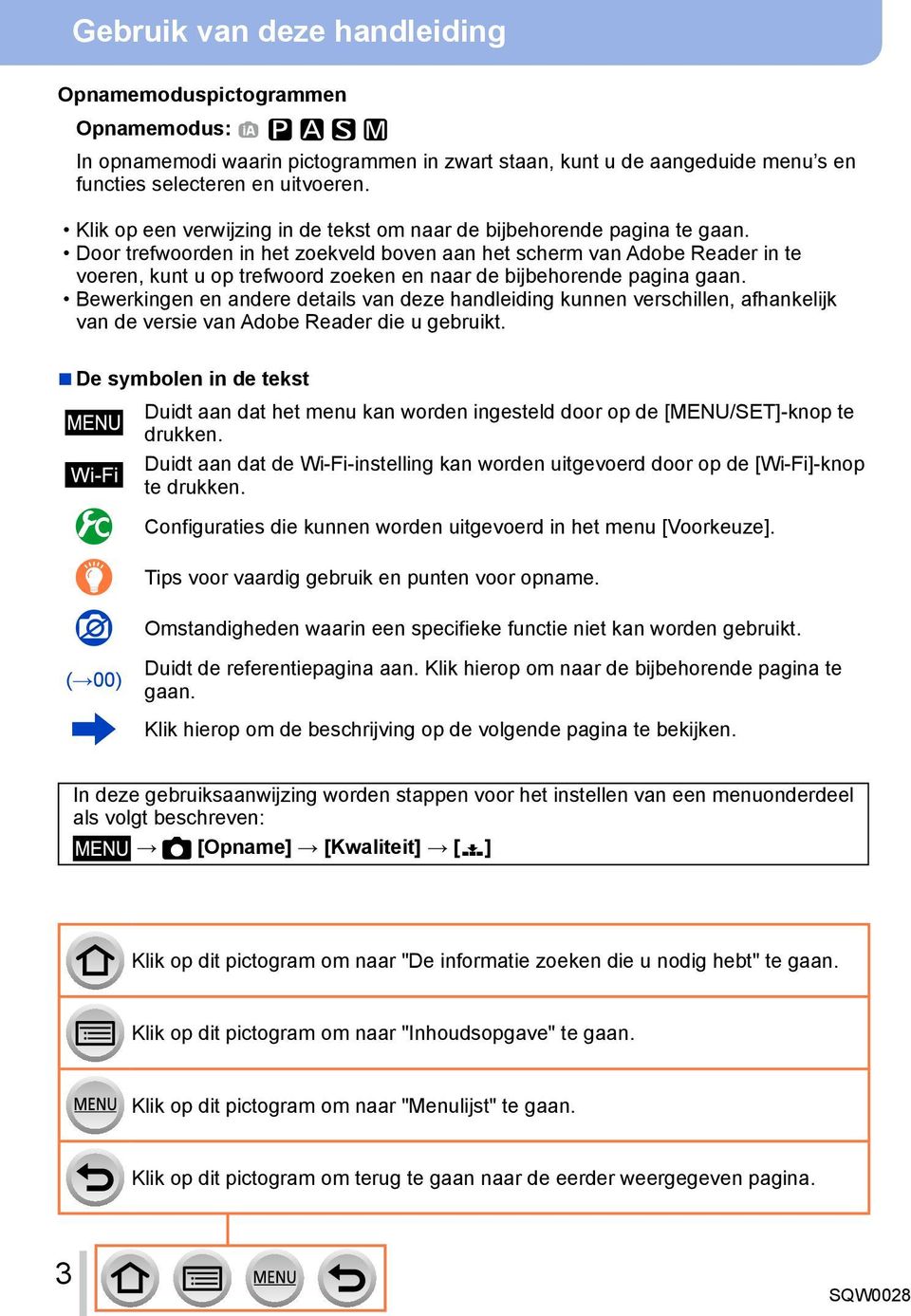 Door trefwoorden in het zoekveld boven aan het scherm van Adobe Reader in te voeren, kunt u op trefwoord zoeken en naar de bijbehorende pagina gaan.