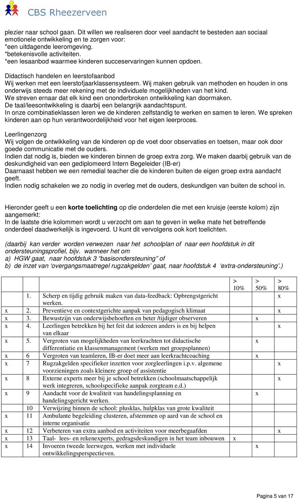 Wij maken gebruik van methoden en houden in ons onderwijs steeds meer rekening met de individuele mogelijkheden van het kind.