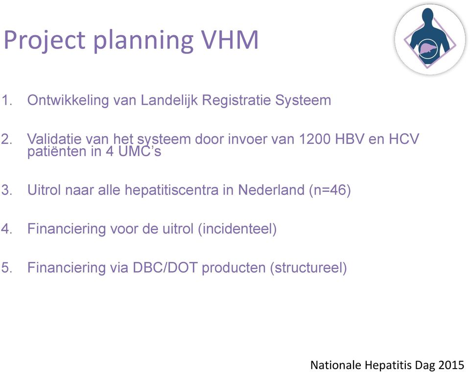Uitrol naar alle hepatitiscentra in Nederland (n=46) 4.