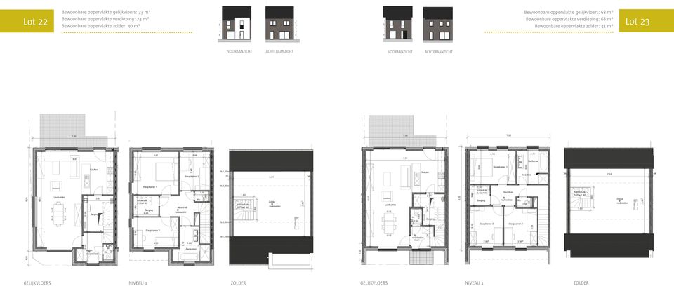 oppervlakte verdieping: 68 m² Bewoonbare oppervlakte zolder: 41 m² Bewoonbare