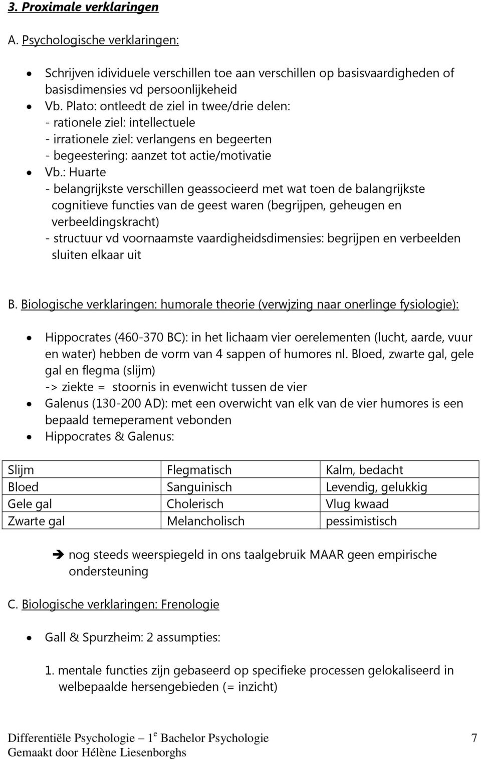 : Huarte - belangrijkste verschillen geassocieerd met wat toen de balangrijkste cognitieve functies van de geest waren (begrijpen, geheugen en verbeeldingskracht) - structuur vd voornaamste