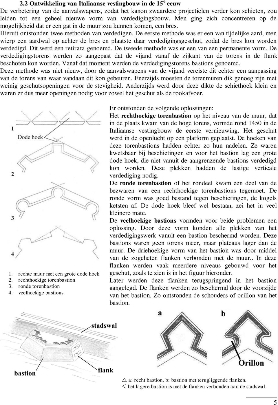 De eerste methode was er een van tijdelijke aard, men wierp een aardwal op achter de bres en plaatste daar verdedigingsgeschut, zodat de bres kon worden verdedigd. Dit werd een retirata genoemd.