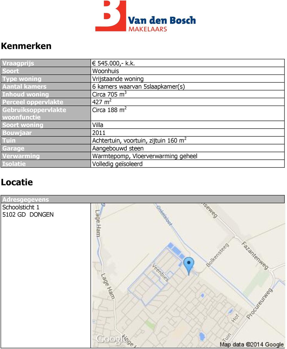 k. Soort Woonhuis Type woning Vrijstaande woning Aantal kamers 6 kamers waarvan 5slaapkamer(s) Inhoud woning