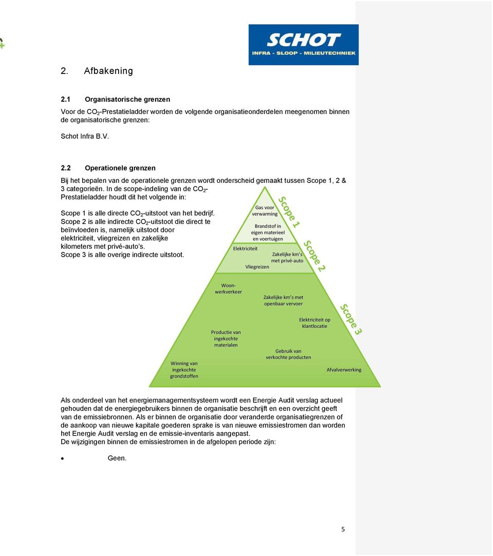 Scope 2 is alle indirecte CO 2 -uitstoot die direct te beïnvloeden is, namelijk uitstoot door elektriciteit, vliegreizen en zakelijke kilometers met privé-auto s.