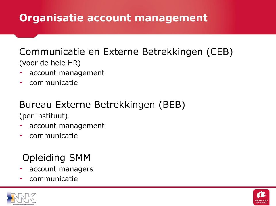 communicatie Bureau Externe Betrekkingen (BEB) (per instituut) -