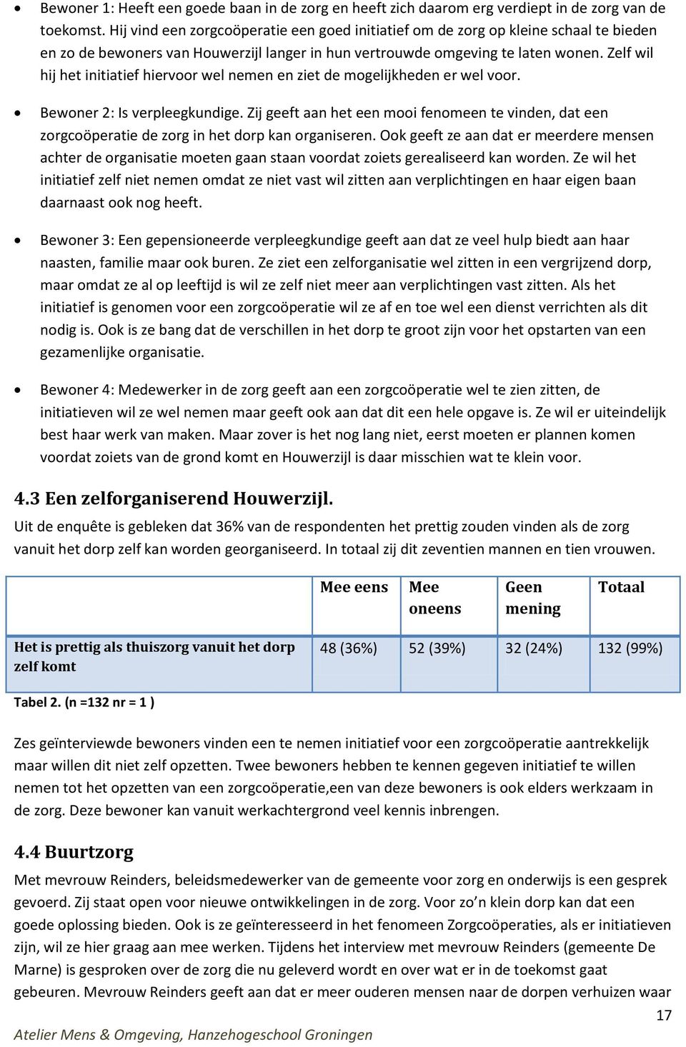 Zelf wil hij het initiatief hiervoor wel nemen en ziet de mogelijkheden er wel voor. Bewoner 2: Is verpleegkundige.