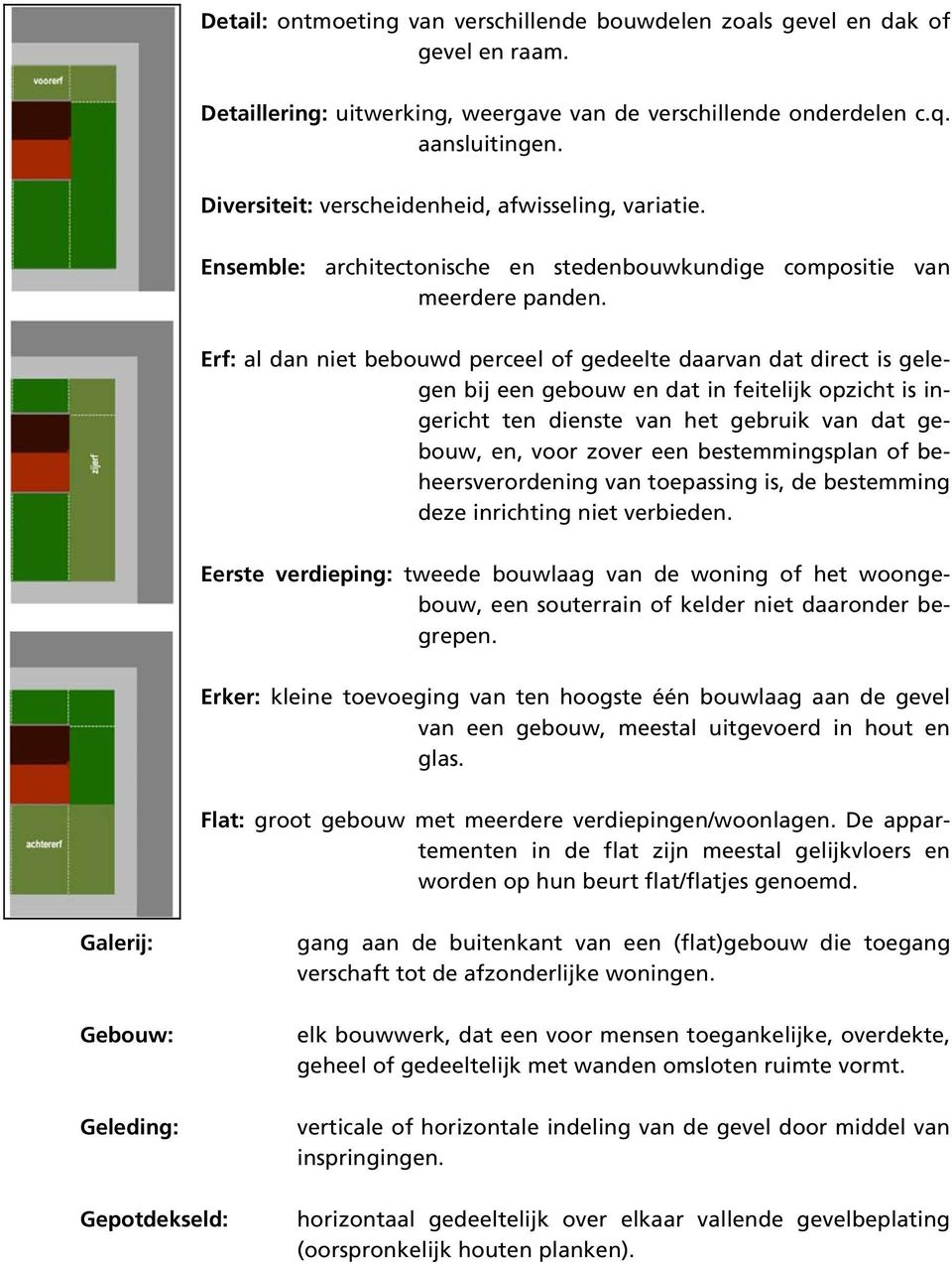 Erf: al dan niet bebouwd perceel of gedeelte daarvan dat direct is gelegen bij een gebouw en dat in feitelijk opzicht is ingericht ten dienste van het gebruik van dat gebouw, en, voor zover een