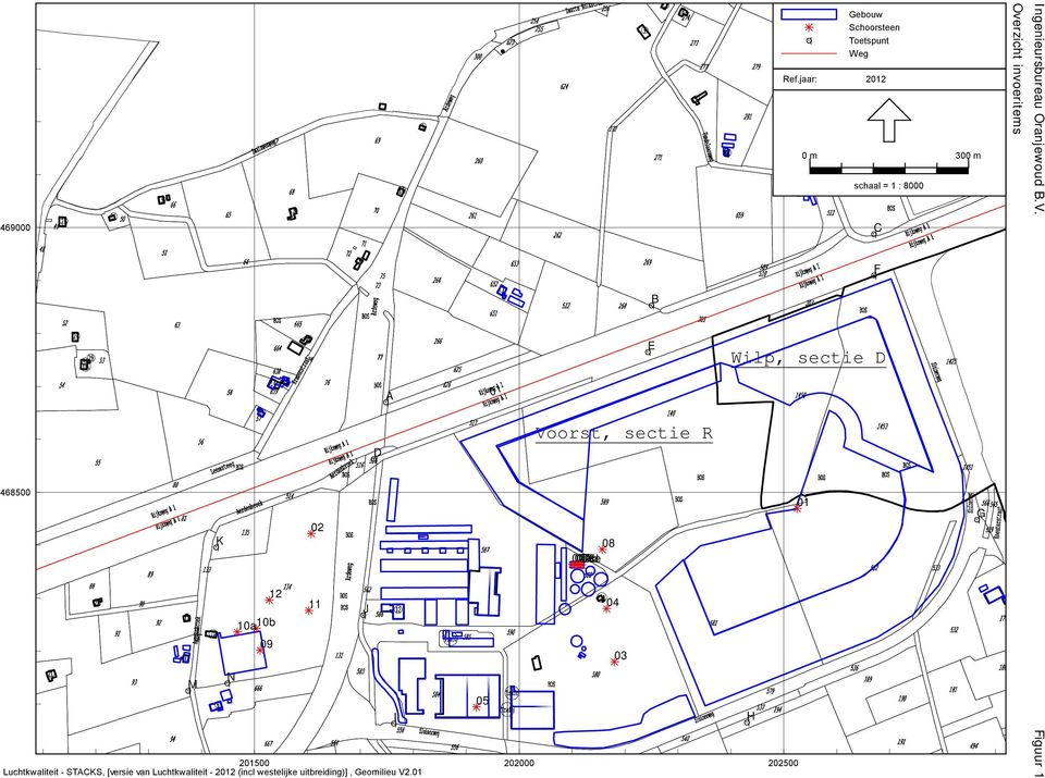 F B E Wilp, sectie D A 01 D Voorst, sectie R 468500 K 02 08 07a 07b 07c 07d 07e 01 G L 12 10a 10b